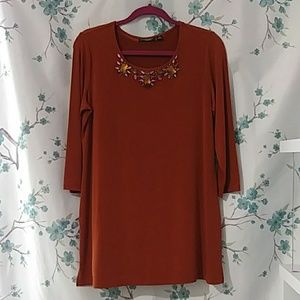 Semi-fitted Artisan Liquid Knit Tunic Dress